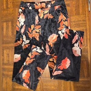 Molly Bracken Floral Velvet Pants NWT